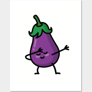 Aubergine eggplant dab dabbing Posters and Art